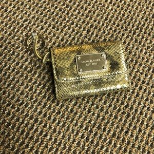 Michael Kors Gold snakeskin keychain wallet